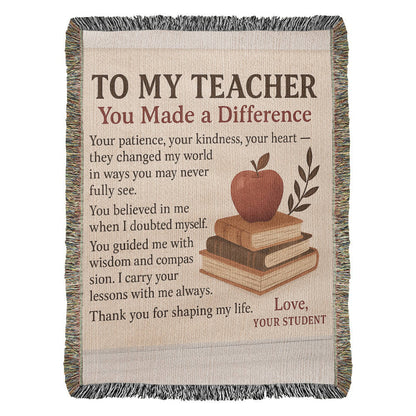 To My Teacher-Heirloom Photo Woven Blanket