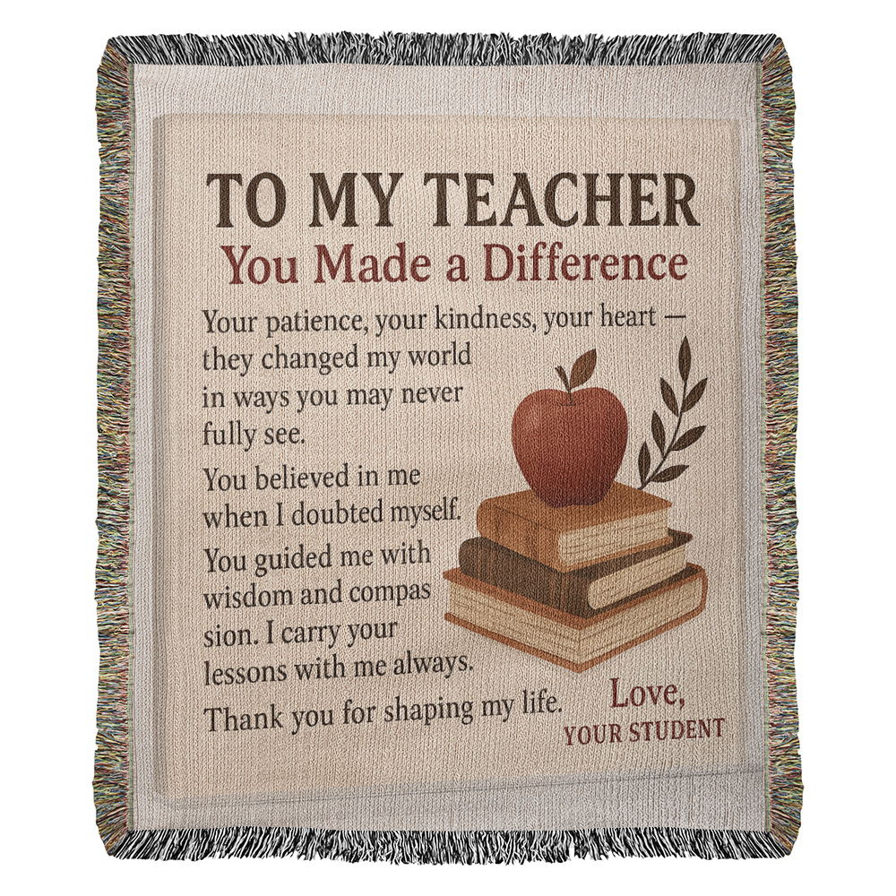 To My Teacher-Heirloom Photo Woven Blanket