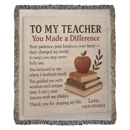 To My Teacher-Heirloom Photo Woven Blanket