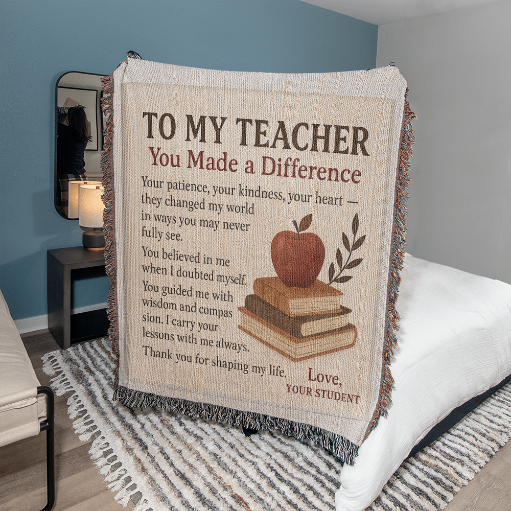 To My Teacher-Heirloom Photo Woven Blanket