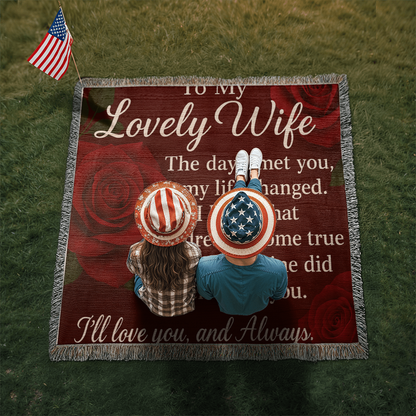 To My Lovely Wife-The Day I Met You-Heirloom Woven Blanket
