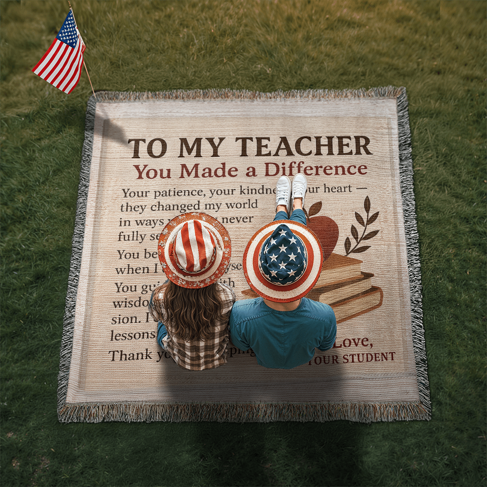 To My Teacher-Heirloom Photo Woven Blanket