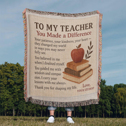 To My Teacher-Heirloom Photo Woven Blanket