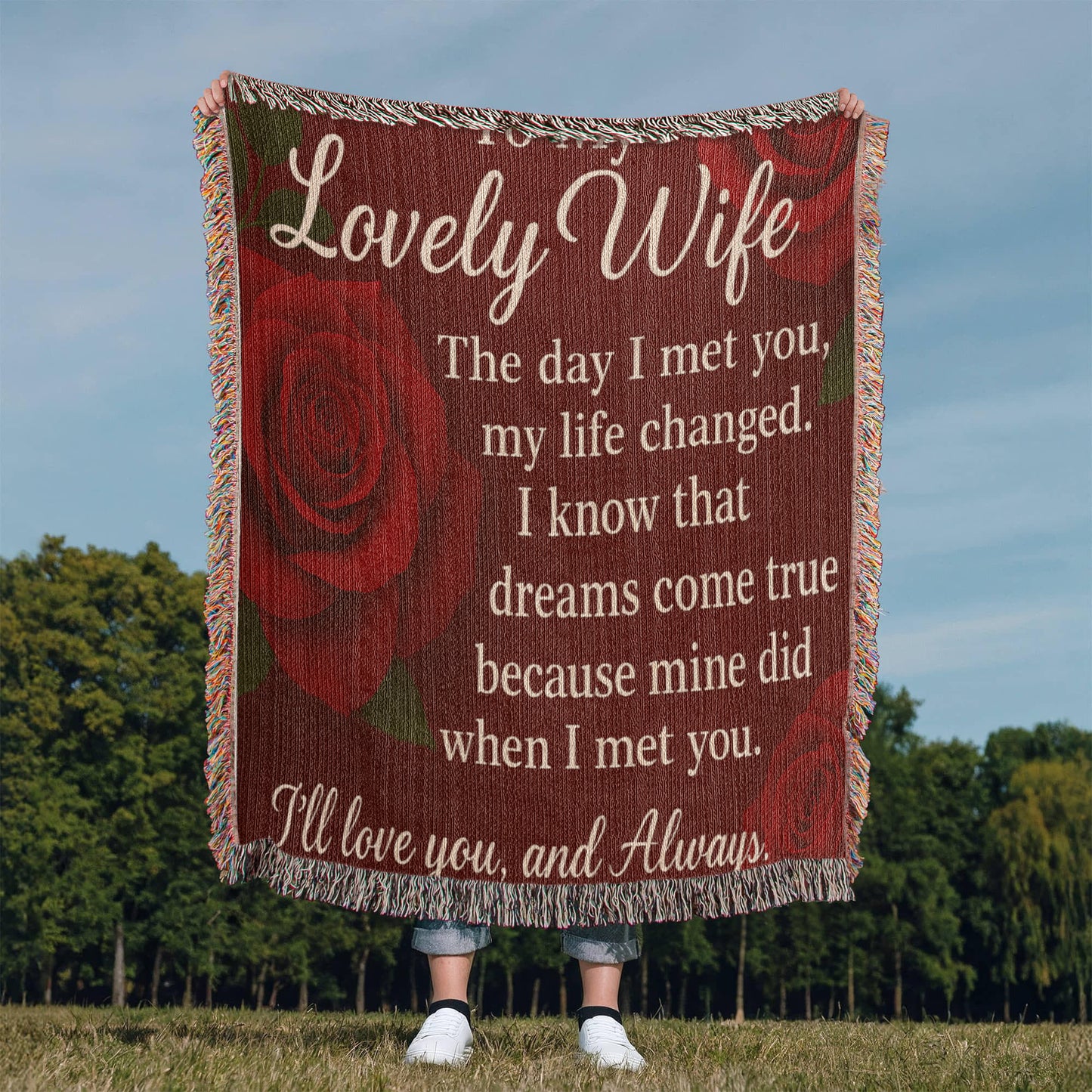 To My Lovely Wife-The Day I Met You-Heirloom Woven Blanket