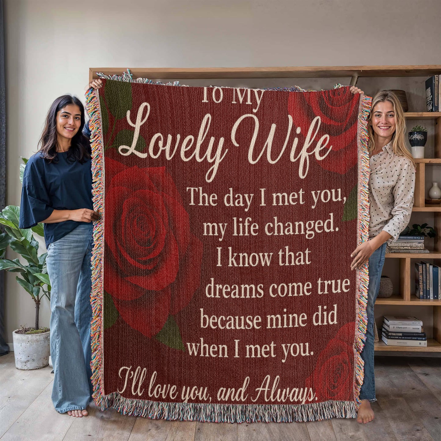 To My Lovely Wife-The Day I Met You-Heirloom Woven Blanket