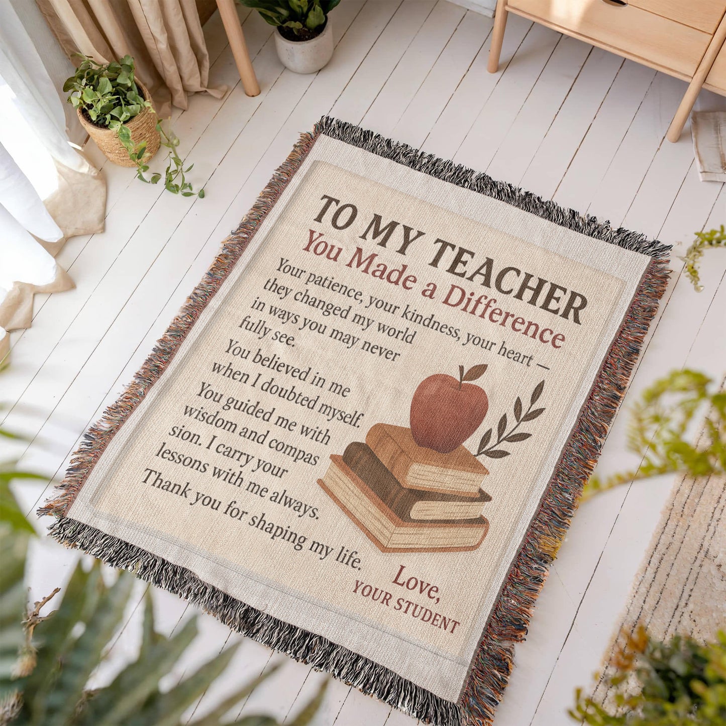 To My Teacher-Heirloom Photo Woven Blanket