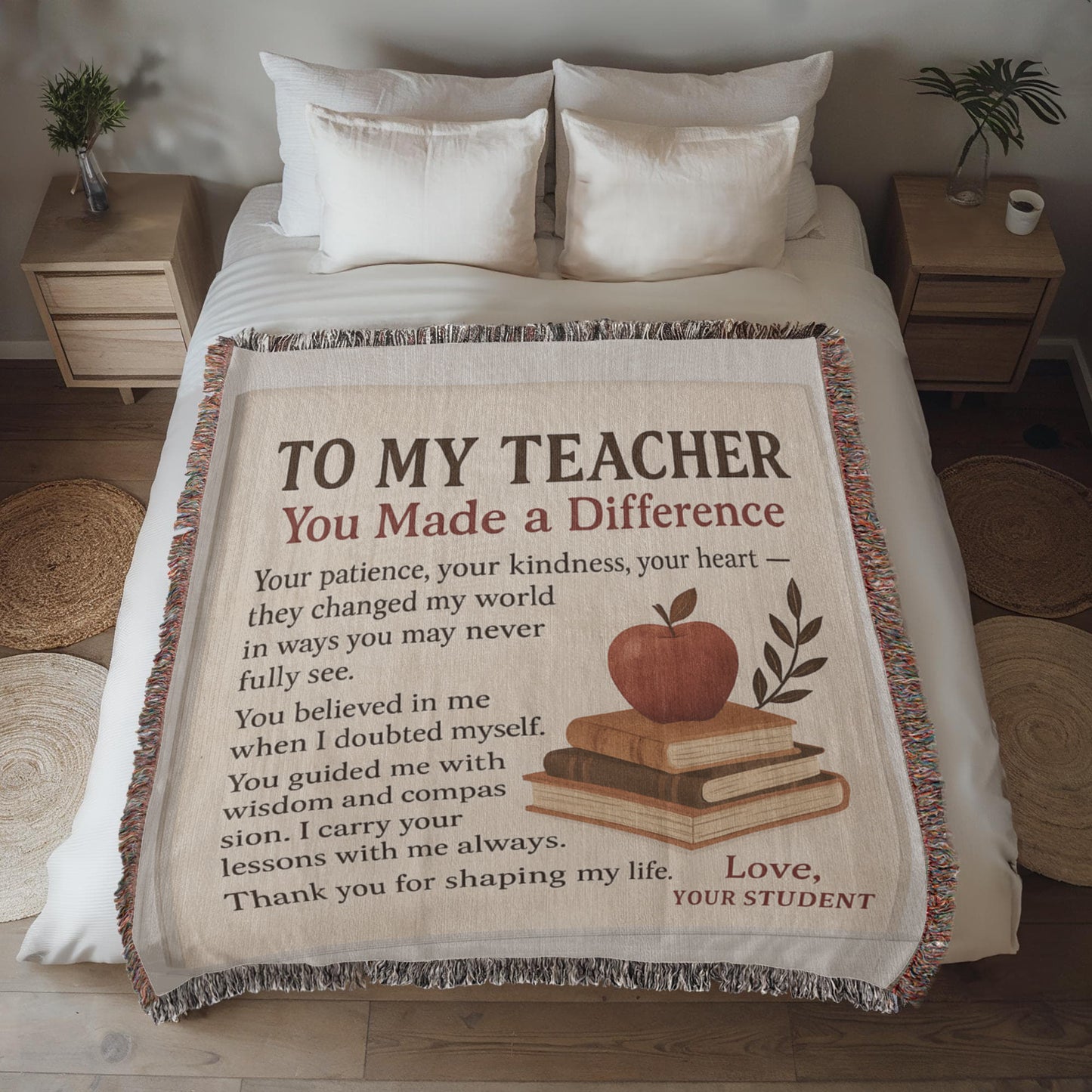 To My Teacher-Heirloom Photo Woven Blanket