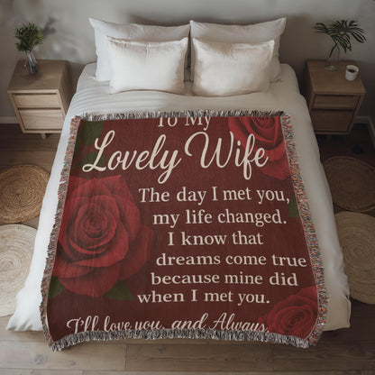 To My Lovely Wife-The Day I Met You-Heirloom Woven Blanket