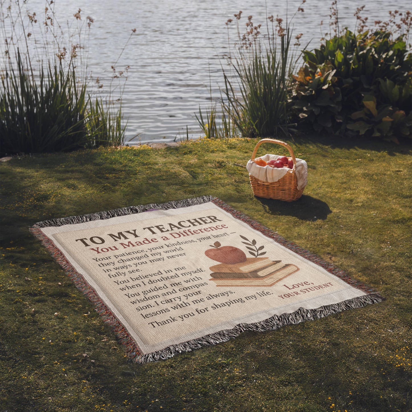 To My Teacher-Heirloom Photo Woven Blanket