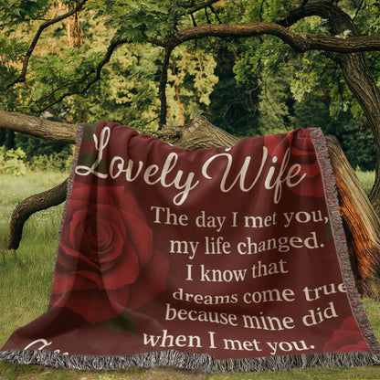 To My Lovely Wife-The Day I Met You-Heirloom Woven Blanket