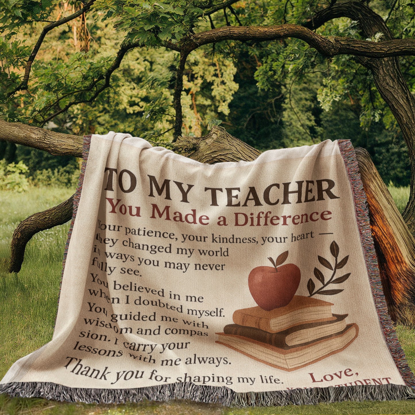To My Teacher-Heirloom Photo Woven Blanket