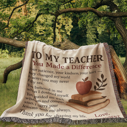 To My Teacher-Heirloom Photo Woven Blanket