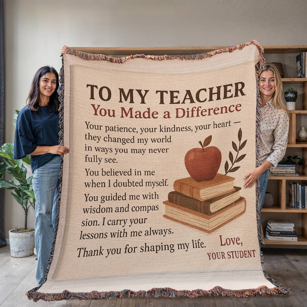 To My Teacher-Heirloom Photo Woven Blanket