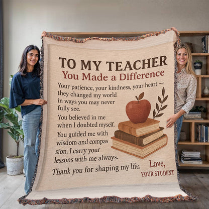 To My Teacher-Heirloom Photo Woven Blanket