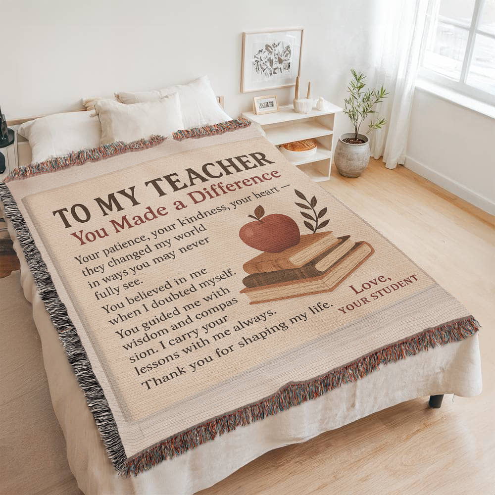 To My Teacher-Heirloom Photo Woven Blanket