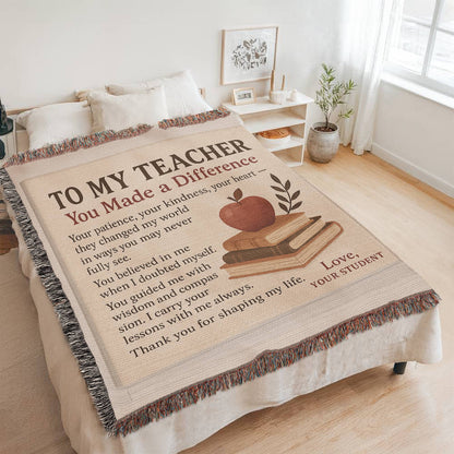 To My Teacher-Heirloom Photo Woven Blanket