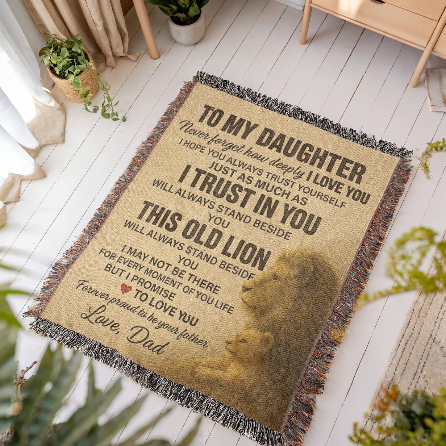 To My Daughter- Never Forget-Heirloom Artwork Woven Blanket