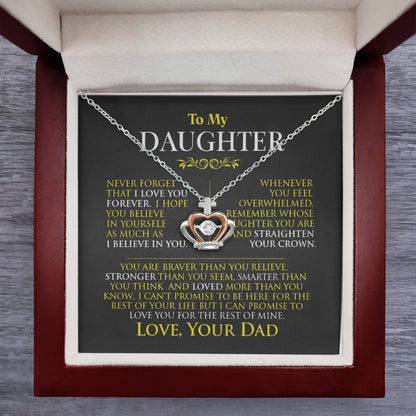 To My Daughter-Stronger than You Seam-Crown Pendant Necklace
