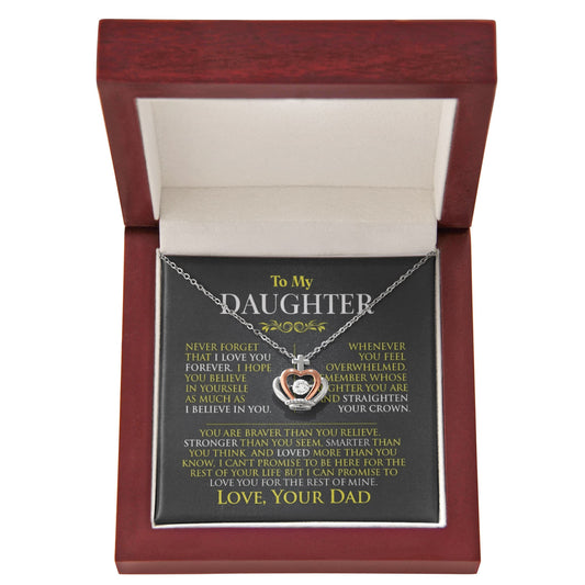 To My Daughter-Stronger than You Seam-Crown Pendant Necklace
