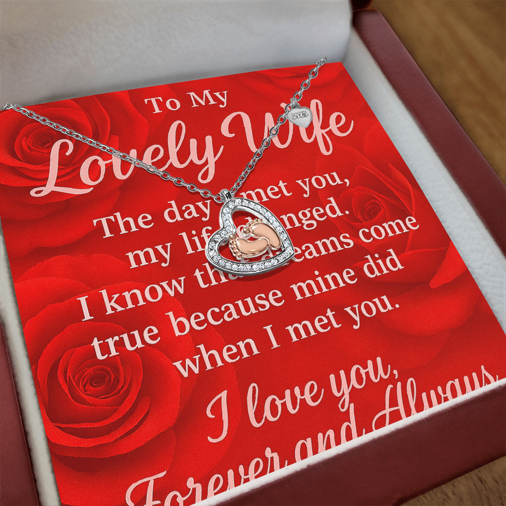 To My Lovely Wife-Heartfelt Love Note- Baby Feet Heat Necklace