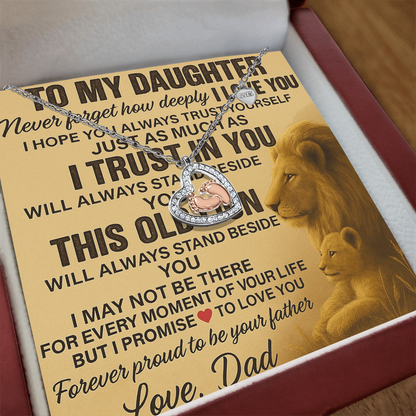 To My Daughter- This Old Lion Will-Baby Feet Heart Necklace