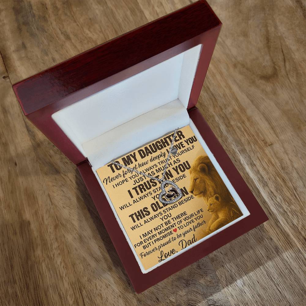 To My Daughter- This Old Lion Will-Baby Feet Heart Necklace