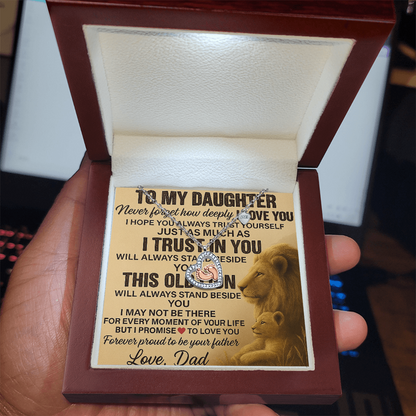 To My Daughter- This Old Lion Will-Baby Feet Heart Necklace