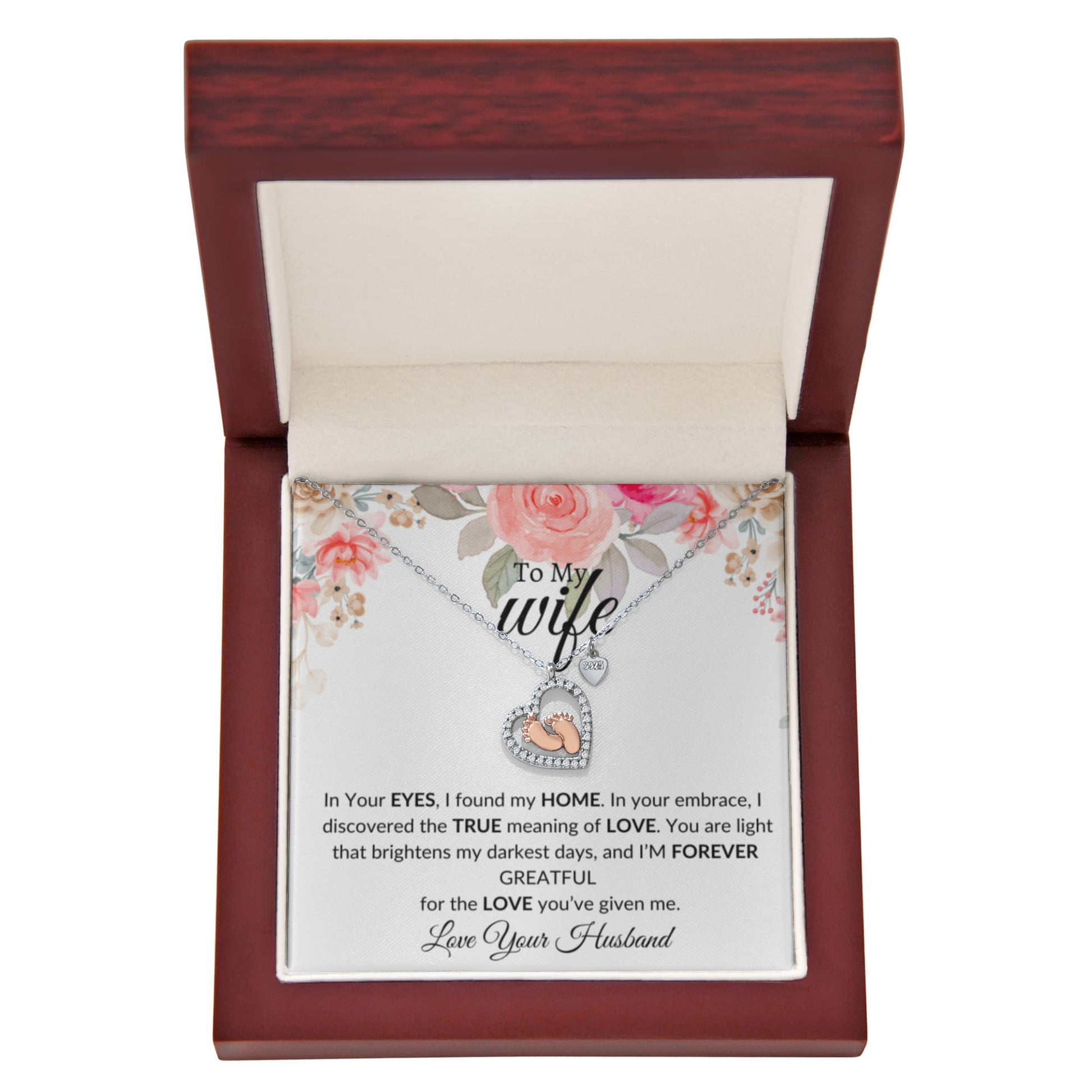 Baby Feet Heart Necklace-Gift for First Time mom Wife 