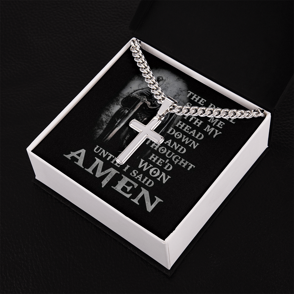 The Knight Who Carrys the Cross-Gift for Man-Artisan Cross With Cuban Link Chain