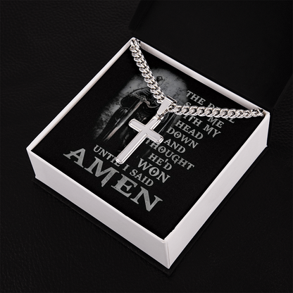 The Knight Who Carrys the Cross-Gift for Man-Artisan Cross With Cuban Link Chain