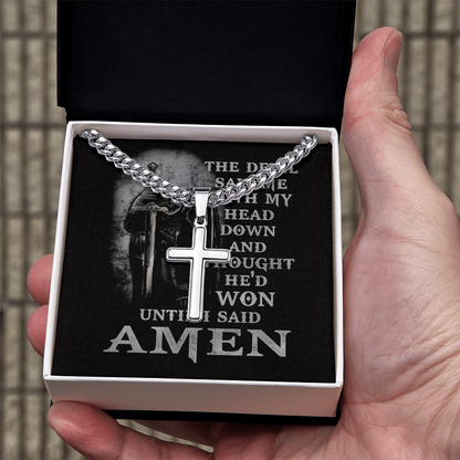 The Knight Who Carrys the Cross-Gift for Man-Artisan Cross With Cuban Link Chain