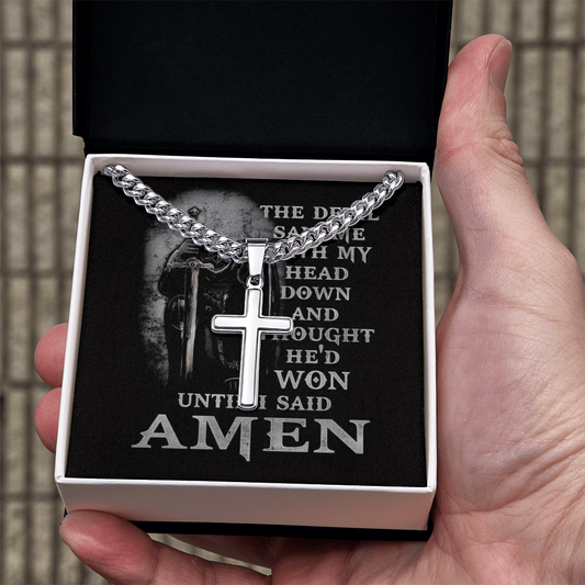 The Knight Who Carrys the Cross-Gift for Man-Artisan Cross With Cuban Link Chain