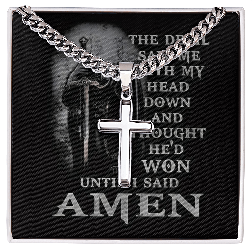 Gift for Man-Artisan Cross with Cuban Link Chain