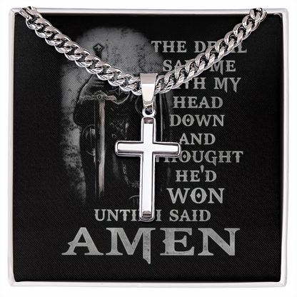 Gift for Man-Artisan Cross with Cuban Link Chain