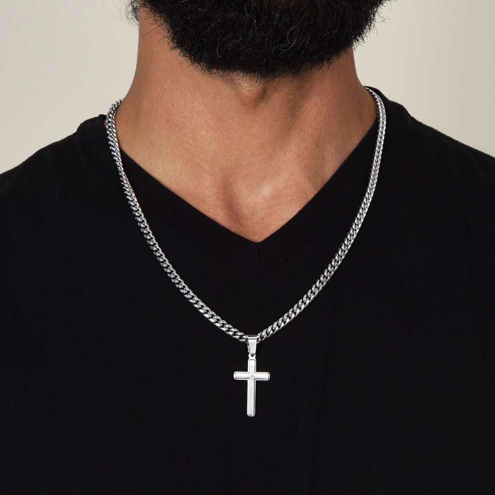 The Knight Who Carrys the Cross-Gift for Man-Artisan Cross With Cuban Link Chain