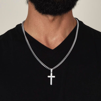 The Knight Who Carrys the Cross-Gift for Man-Artisan Cross With Cuban Link Chain