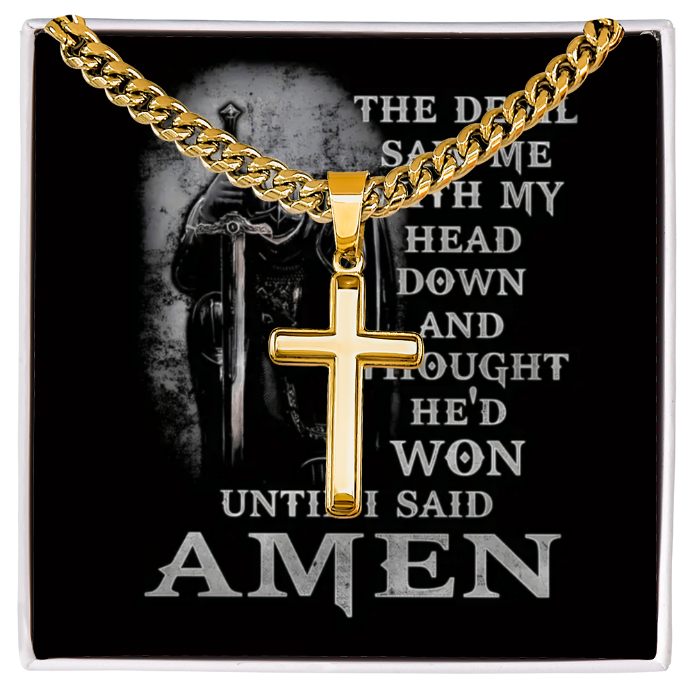 The Knight Who Carrys the Cross-Gift for Man-Artisan Cross With Cuban Link Chain