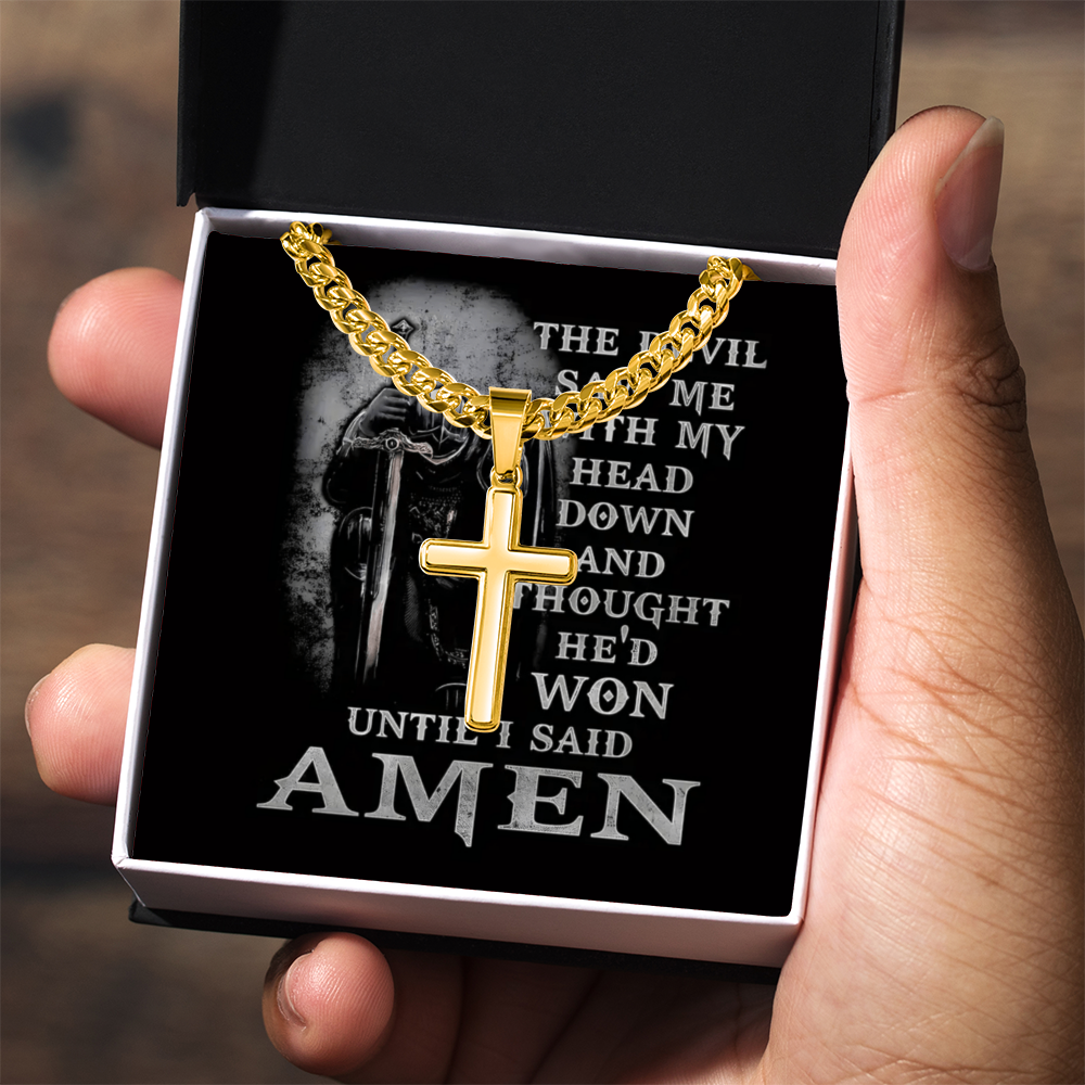 The Knight Who Carrys the Cross-Gift for Man-Artisan Cross With Cuban Link Chain