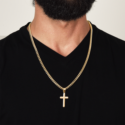 The Knight Who Carrys the Cross-Gift for Man-Artisan Cross With Cuban Link Chain