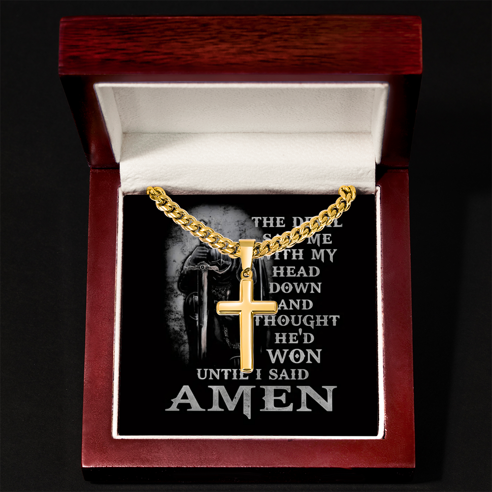 The Knight Who Carrys the Cross-Gift for Man-Artisan Cross With Cuban Link Chain