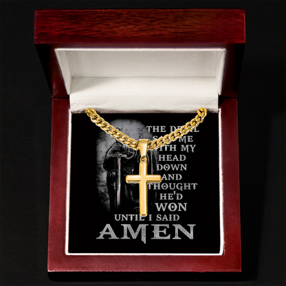 The Knight Who Carrys the Cross-Gift for Man-Artisan Cross With Cuban Link Chain