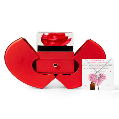 To My Soulmate- " If I Could Give You One Thing" - Forever Love Necklace With Red Heart Rose