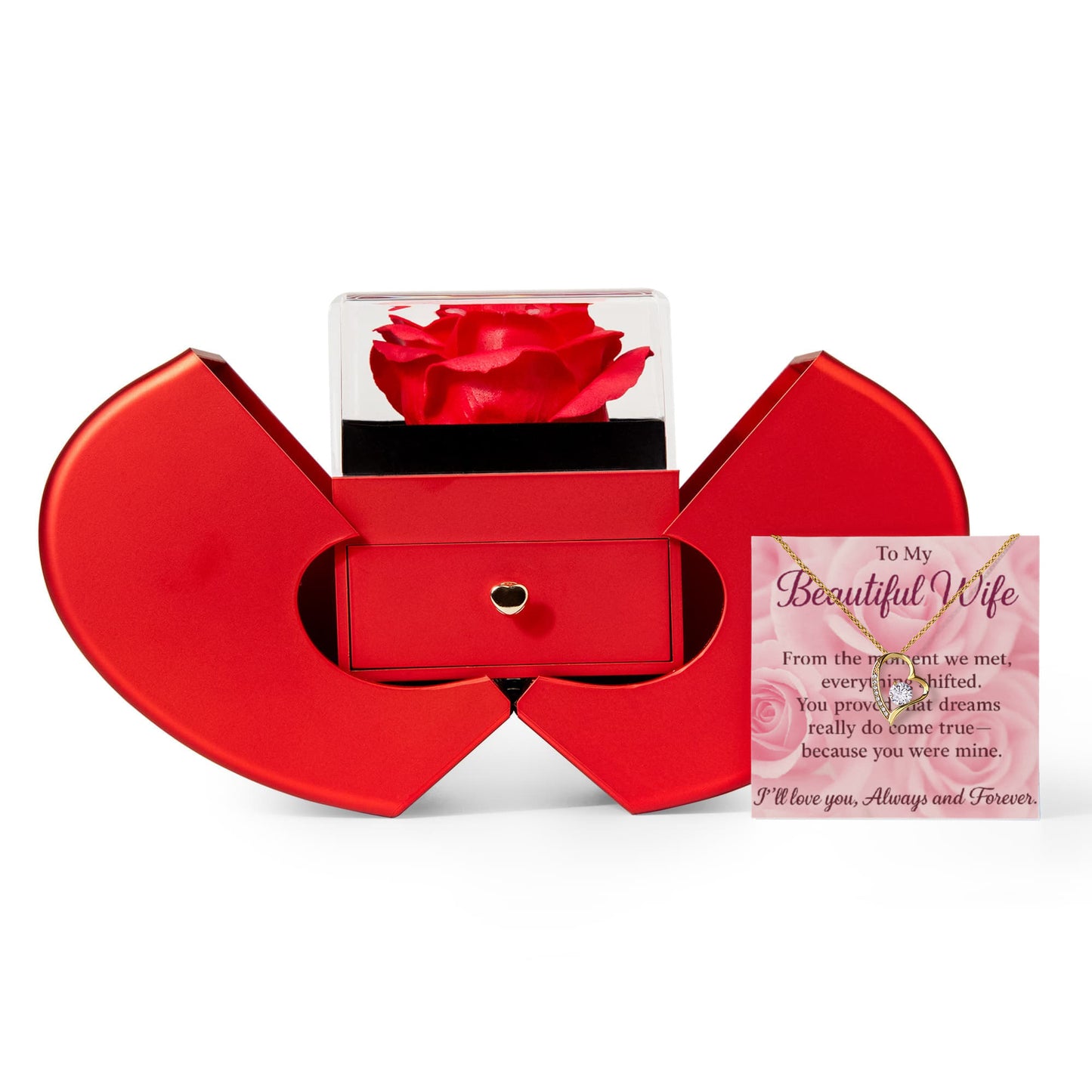 To My Beautiful WIFE-You Proved that -Forever Love Necklace and Heart Gift Box