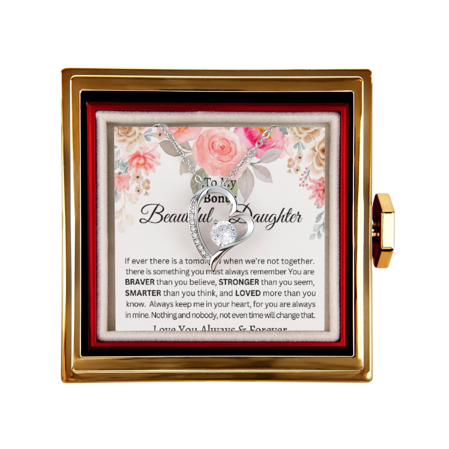 To My Bonus Daughter-Yor are Love More than U Know-Forever Love Necklace with Luxurious Box