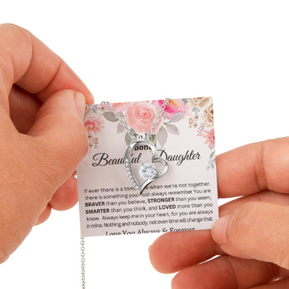 To My Bonus Daughter-Yor are Love More than U Know-Forever Love Necklace with Luxurious Box