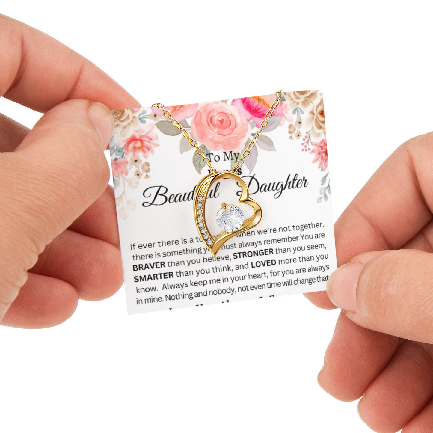 To My Bonus Daughter-Yor are Love More than U Know-Forever Love Necklace with Luxurious Box