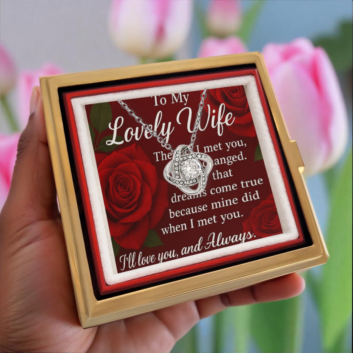Romantic Keepsake-To My Lovely Wife-Love Knot Neceklace