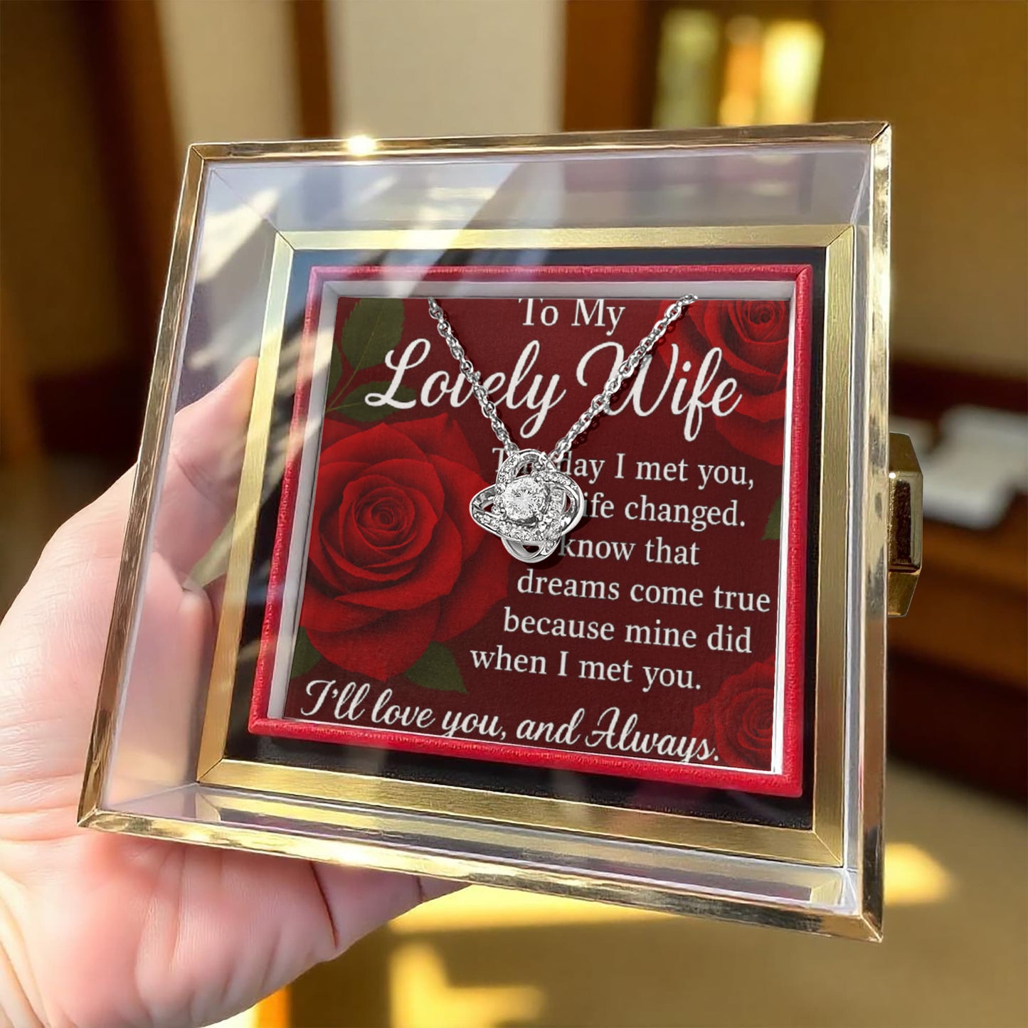 Romantic Keepsake-To My Lovely Wife-Love Knot Neceklace