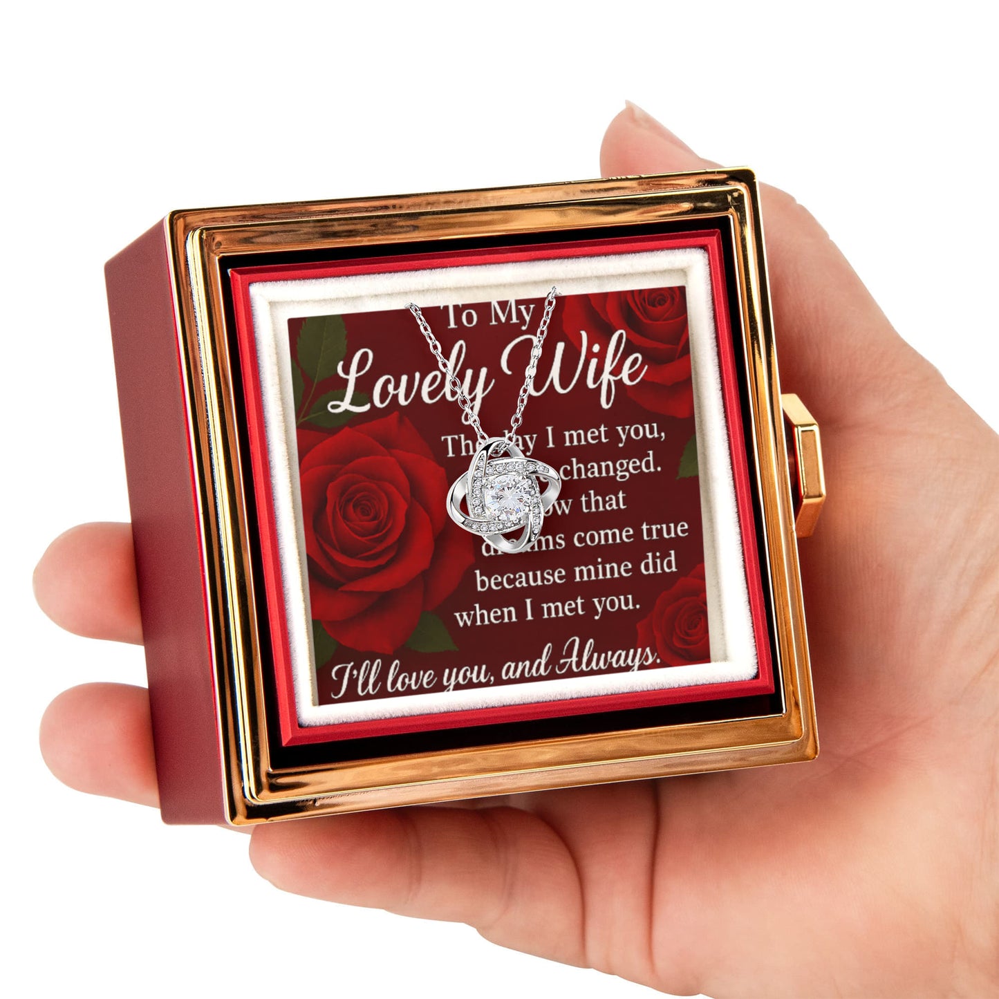 Romantic Keepsake-To My Lovely Wife-Love Knot Neceklace