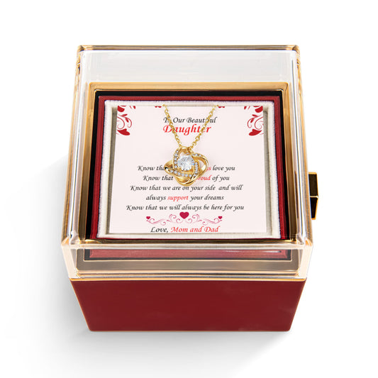 To Our Beautiful Daughter Know that we Will Always-Love Knot Necklace